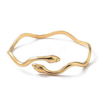 Ion Plating(IP) 304 Stainless Steel Cuff Bangles for Women BJEW-Z078-09G-1