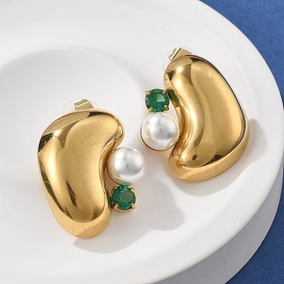 304 Stainless Steel Stud Earrings EJEW-R020-01G-02-1