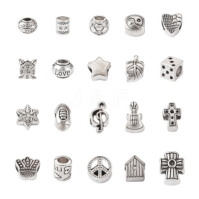 40Pcs 20 Style Zinc Alloy European Beads FIND-KS0001-20-1