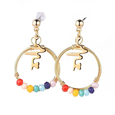 Faceted Glass Dangle Earrings EJEW-JE03734-1