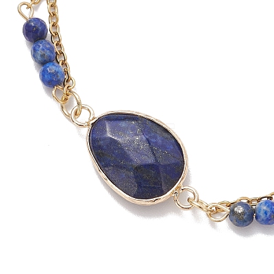 Natural Lapis Lazuli & Non-magnetic Synthetic Hematite Beads Multi-strand Bracelets BJEW-JB12122-03-1