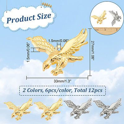 12Pcs 2 Colors 304 Stainless Steel Pendants STAS-AR0001-88-1