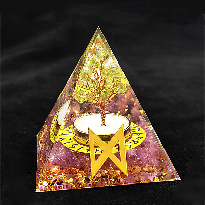 Viking Rune Symbol-Day Orgonite Pyramid Resin Display Decorations DJEW-PW0006-02J-1