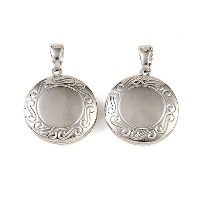 Floral Embossed Brass Locket Pendants KK-CBA7157-05P-1