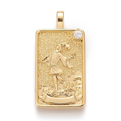 Brass Micro Pave Clear Cubic Zirconia Pendants ZIRC-Z004-01P-1