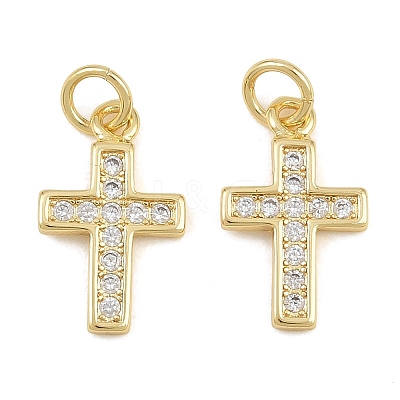 Brass Micro Pave Clear Cubic Zirconia Pendants CU-CBADC6C-06G-02-1