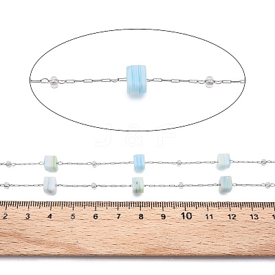 Handmade Cube Lampwork & Seed Bead Chains CHS-T006-10P-1