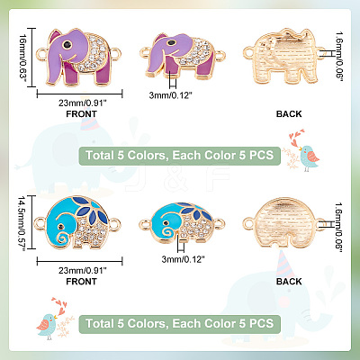 50Pcs 10 Colors Alloy Crystal Rhinestone Connector Charms PALLOY-PH00022-25-1