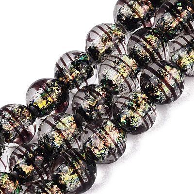 Handmade Foil Glass Lampwork Beads Strands FOIL-Q002-09D-1