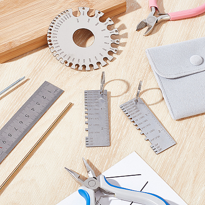 2 Styles Stainless Steel Wire Gauge Measurement Tool Sets DIY-GA0007-71-1