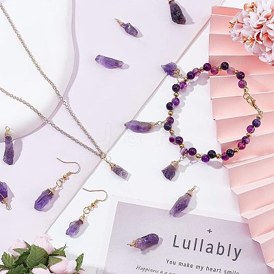 30Pcs Raw Rough Natural Amethyst Pendants FIND-FH0004-86-1