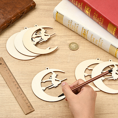 Unfinished Blank MDF Pendants Set for Painting Arts WOOD-WH20008-13K-1