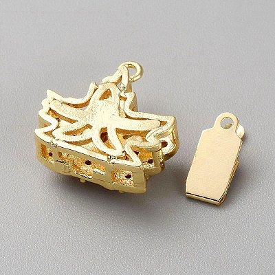 Golden Plated Brass Box Clasps KK-CJC0001-39G-03-1
