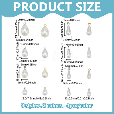 64Pcs 16 Styles ABS Plastic Imitation Pearl Pendants FIND-PH0027-70-1