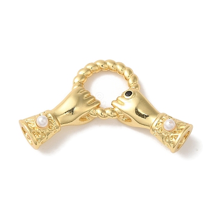 Rack Plating Brass Pave Black Cubic Zirconia Hands with Rings Links Connector Charms KK-A229-13G-1