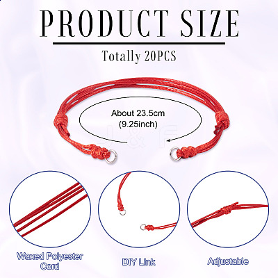 20Pcs Adjustable Korean Waxed Polyester Cord Bracelet Making BJEW-TAC0051-12-1