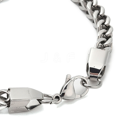 Non-Tarnish 304 Stainless Steel Wheat Chain Bracelets Hand Polished for Men BJEW-B093-04P-1