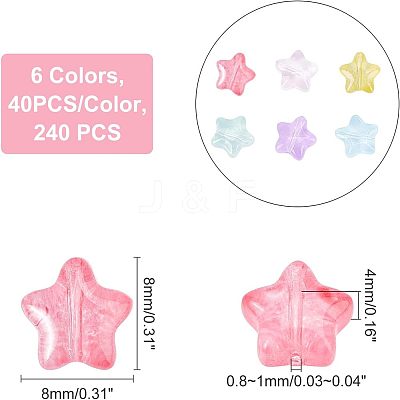 240Pcs 6 Colors Transparent Spray Painted Glass Beads GLAA-FH0001-28-1
