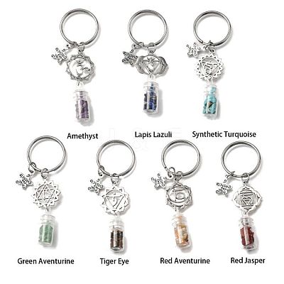 7Pcs Tibetan Style Alloy Keychains KEYC-JKC01386-1