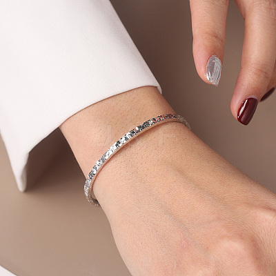 925 Sterling Silver Cuff Bangles for Women BJEW-A037-01P-1