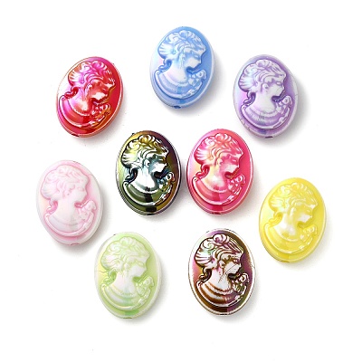UV Plating Opaque Iridescent Acrylic Beads MACR-K351-03-1