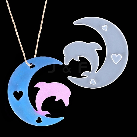 DIY Animal on the Crescent Moon Big Pendant Silhouette Silicone Molds DIY-F125-04-1