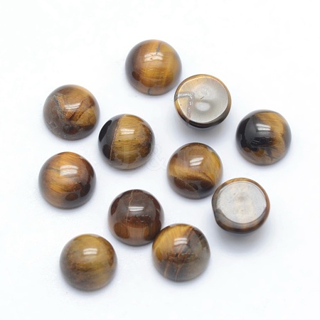 Natural Tiger Eye Cabochons G-P393-R26-6mm-1