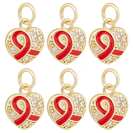 15Pcs Brass Micro Pave Clear Cubic Zirconia Pendants KK-BBC0010-36-1