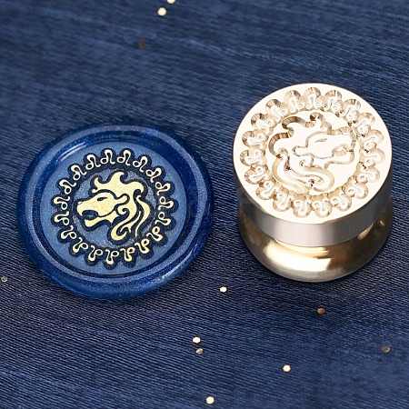 Golden Tone Round Wax Seal Brass Stamp Heads AJEW-S087-02G-07-1