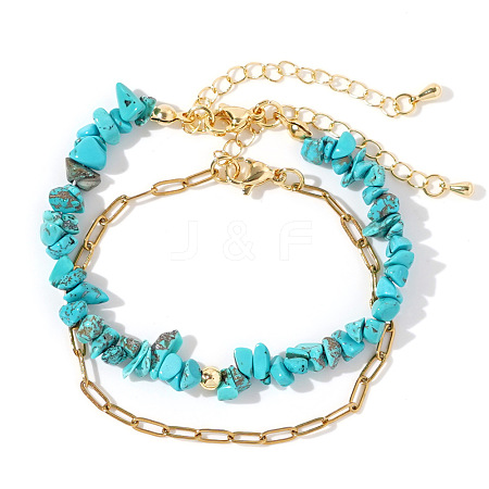 Synthetic Turquoise Beaded Bracelets Sets TW9532-1