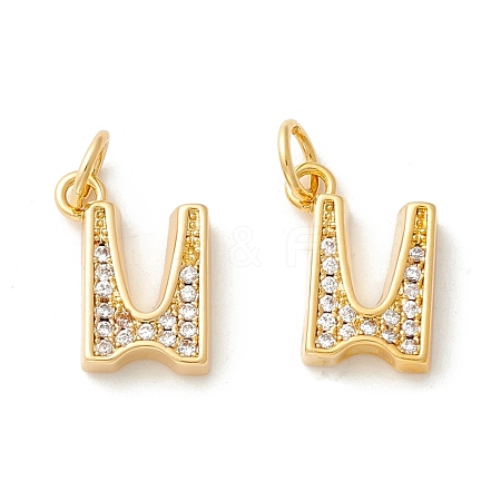 Rack Plating Eco-friendly Brass Micro Pave Clear Cubic Zirconia Charms KK-D072-01G-U-NR-1