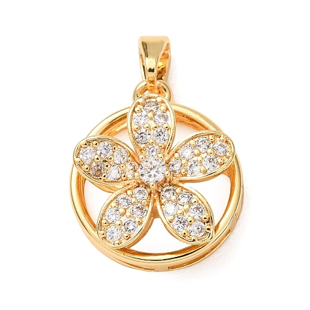 Brass Micro Pave Clear Cubic Zirconia Pendants CU-CBA959F-03D-G-1