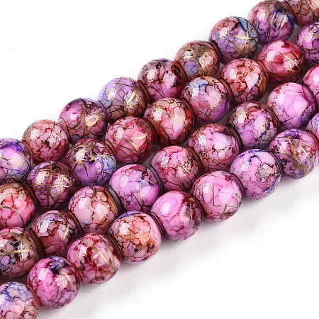 Baking Paint Glass Beads Strands DGLA-N003-8mm-B03-1