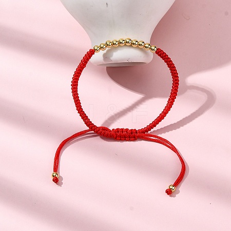 Polyester Cord Braided Bead Bracelets for Women BJEW-L698-04G-01-1