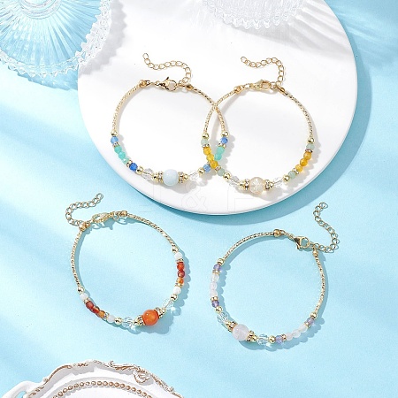 4Pcs Natural Mixed Gemstone Beaded Bracelets for Women BJEW-JB12557-1
