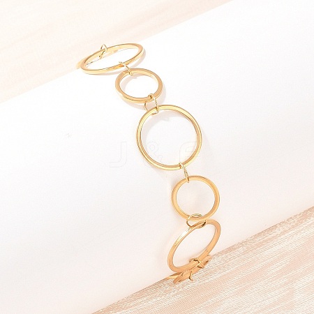 304 Stainless Steel Link Chain Bracelets for Women BJEW-P373-03B-G-1
