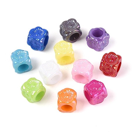 Pearlized UV Plating Opaque Acrylic European Beads SACR-T017-65M-1