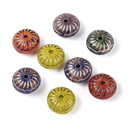Picasso Baking Paint & Golden Metal Enlaced Glass Beads DGLA-T004-52M-1
