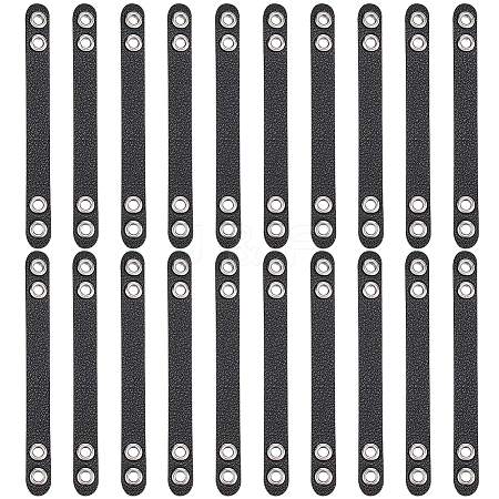 20Pcs Imitation Leather Bag Webbing Straps with Silver Color Plated Metal Eyelets for Bag Accessories DIY-NB0016-35A-1
