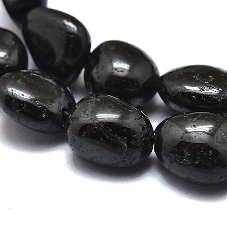 Natural Black Tourmaline Beads Strands G-O186-B-07-1