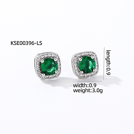 Elegant Zircon Square Stud Earrings for Women TY1635-6-1