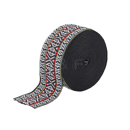 Ethnic Style Polyester Jacquard Ribbons SRIB-WH0011-065-1