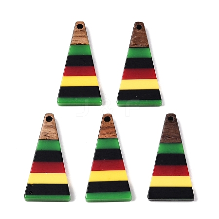 Jamaican Colour Epoxy Resin & Walnut Wood Pendants RESI-N039-122L-1