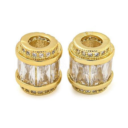 Rack Plating Brass Micro Pave Cubic Zirconia European Beads LS-KK-F089-31G-08-1