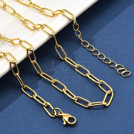 304 Stainless Steel Paperclip Chain Necklaces for Women Men NJEW-G161-01G-1