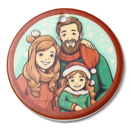 Christmas Handmade Printed Porcelain Big Pendants LS-PORC-F009-03-1