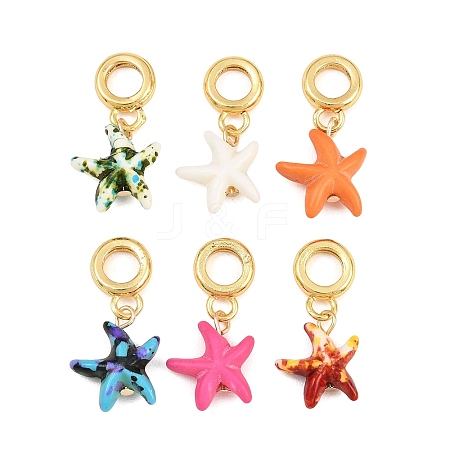 Brass Resin European Dangle Charms KK-CBA3642-01G-1