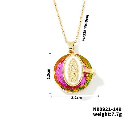 Luxury Fashionable American and European Style Brass Glass Virgin Mary Pendant Necklaces for Women DB7560-4-1