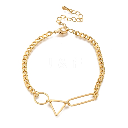 Geometry  Brass Charm Bracelets for Women BJEW-L696-102G-1