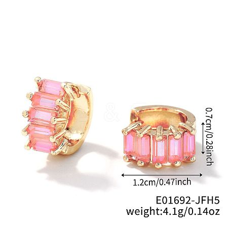 Cute Square Candy Brass Cubic Zirconia Hoop Earrings XX8349-9-1